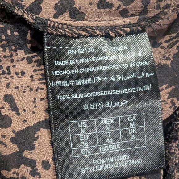 Guess 100% silk Women's Brown Snakeskin Print Blouse EUC - Picture 8 of 8
